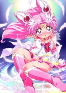 Rosa Anime-Mädchen mit Federn
